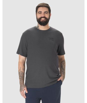 Camiseta Masculina Plus Size Believe In The Future Em Malha Texturizada