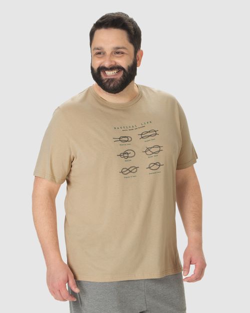 Camiseta Masculina Plus Size Nautical Life Em Algodão