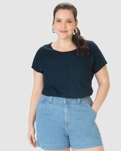 Blusa Feminina Plus Size Estampa Floral Em Algodão