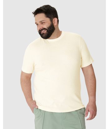 Camiseta Masculina Plus Size Estampa Floral Em Malha Linho