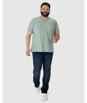 Calça Masculina Plus Size Slim Bolso Funcional Em Jeans Com Elastano