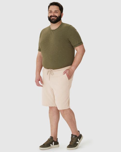 Bermuda Masculina Plus Size Chino Cadarço Funcional Em Linho