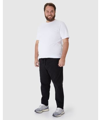Calça Masculina Plus Size Chino Cós Elástico Em Sarja Com Elastano