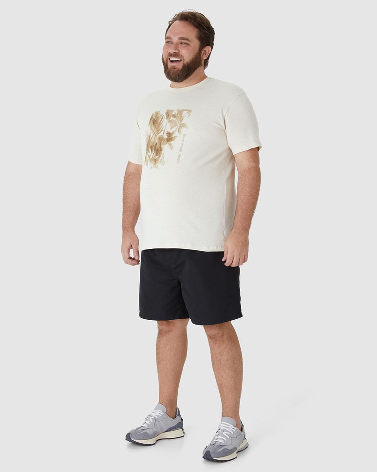 Camiseta Masculina Plus Size Keep Things Simple Em Malha Linho