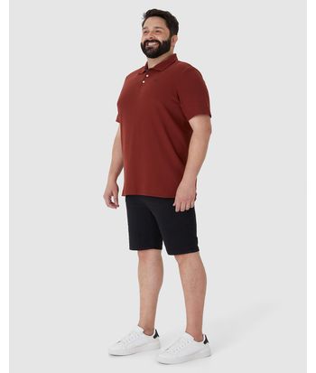 Camisa Polo Masculina Plus Size Bordado Frontal Em Malha Texturizada