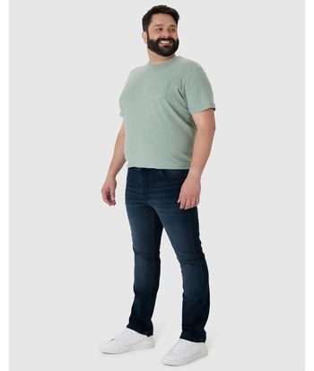 Calça Masculina Plus Size Slim Bolso Funcional Em Jeans Com Elastano