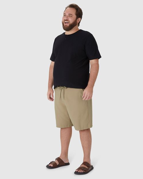Bermuda Masculina Plus Size Chino Cadarço Funcional Em Linho