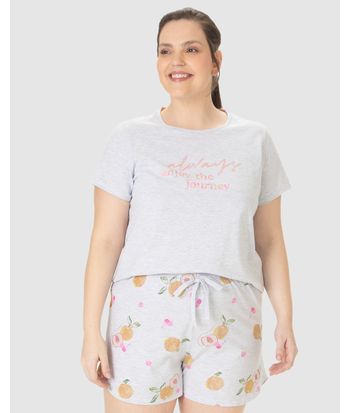 Pijama Feminino Plus Size Always Enjoy The Journey Em Algodão