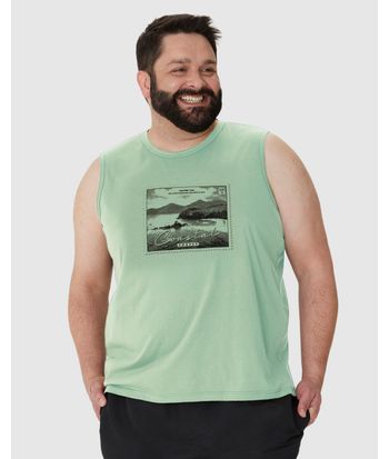 Regata Masculina Plus Size Coastal Shapes Em Algodão