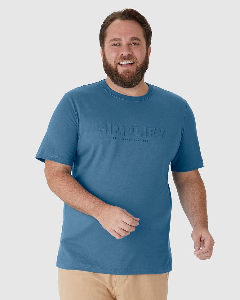 Camiseta Masculina Plus Size Estampa Alto Relevo Simplify Em Algodão