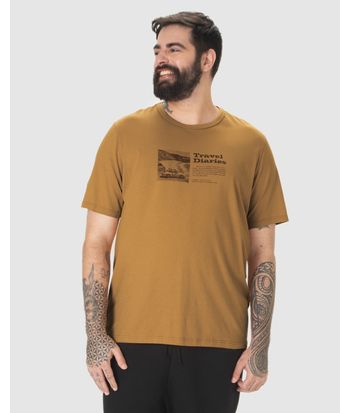 Camiseta Masculina Plus Size Travel Diaries Em Algodão