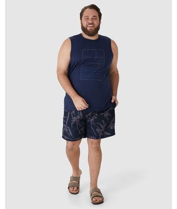 Shorts Masculino Plus Size Cós Com Cadarço Funcional Em Tafetá