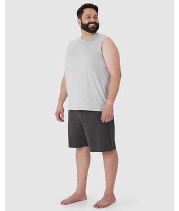 Pijama Masculino Plus Size Regata Bordado Peitoral Em Algodão
