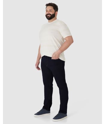 Calça Masculina Plus Size Reta Em Jeans Com Elastano
