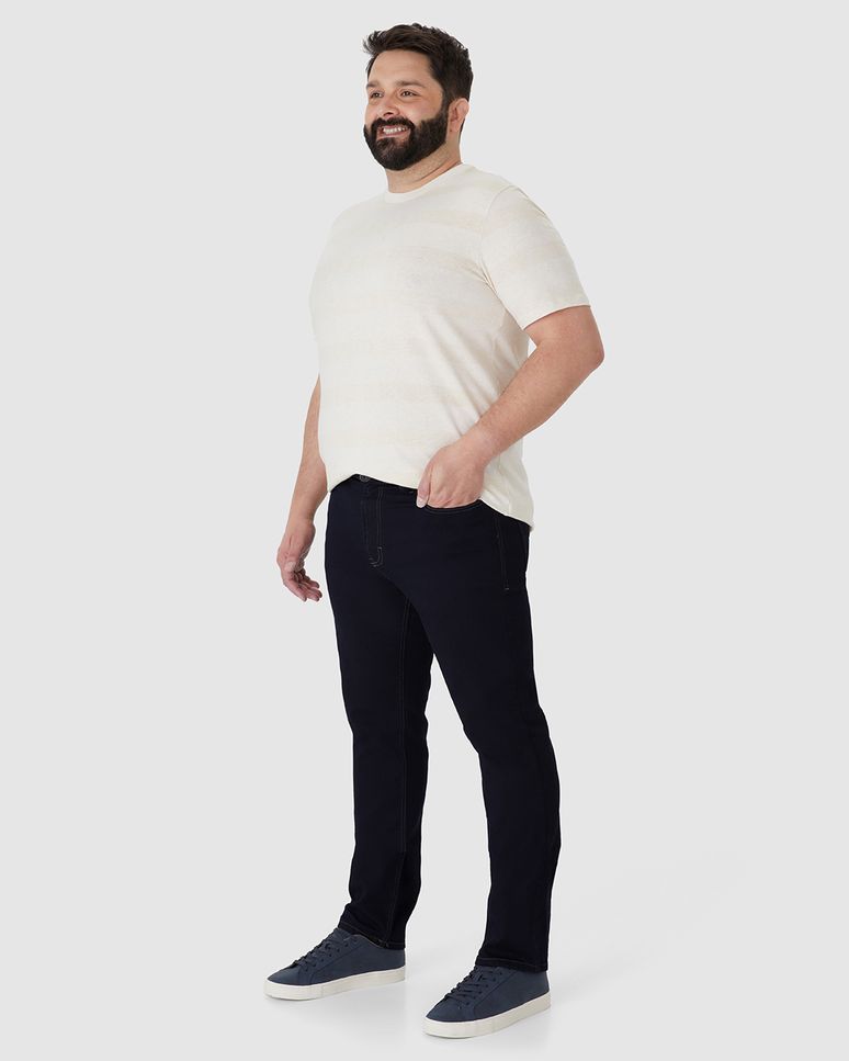 Calça Masculina Plus Size Reta Em Jeans Com Elastano