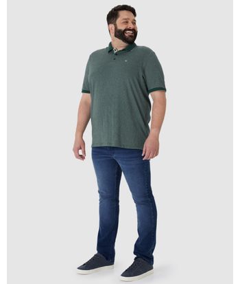 Camisa Polo Masculina Plus Size Regular Em Piquet Pontilhado