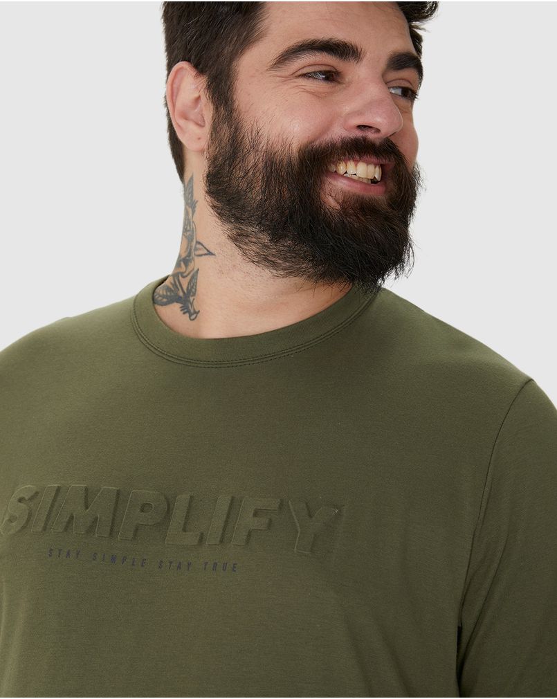 Camiseta Masculina Plus Size Estampa Alto Relevo Simplify Em