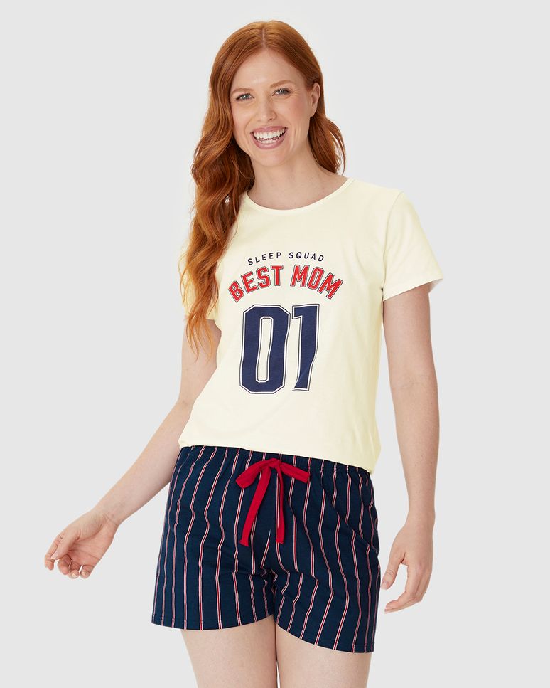 Pijama Curto Feminino Sleep Squad Best Mom Em Algodão