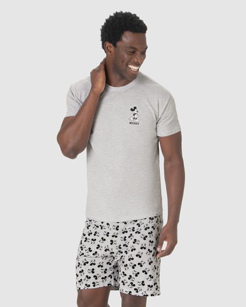Pijama Curto Masculino Mickey Mouse Em Algodão