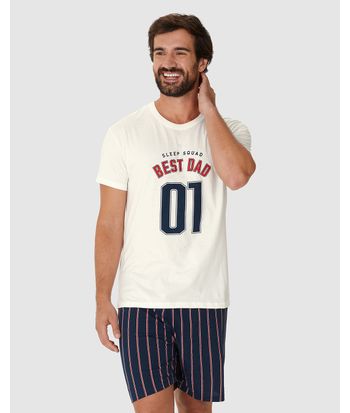 Pijama Curto Masculino Sleep Squad Best Dad Em Algodão