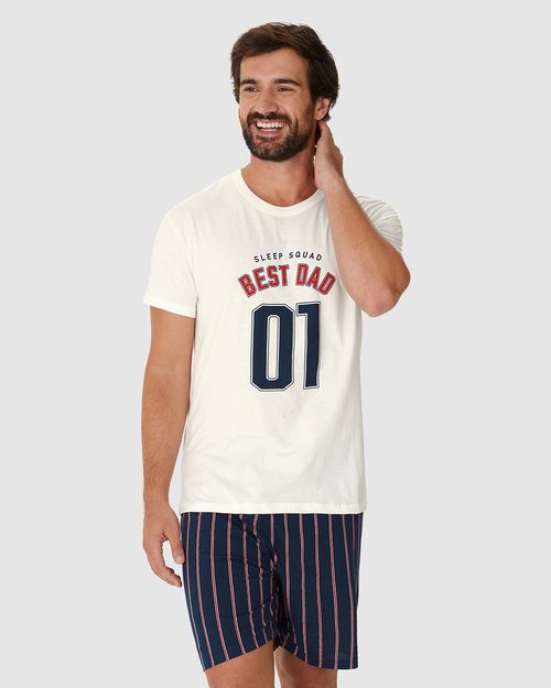 Pijama Curto Masculino Sleep Squad Best Dad Em Algodão