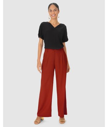 Calça Alfaiataria Feminina Cintura Alta Em Viscolinho