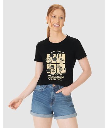 Camiseta Feminina Mickey Friendship Crew Inc. Em Algodão
