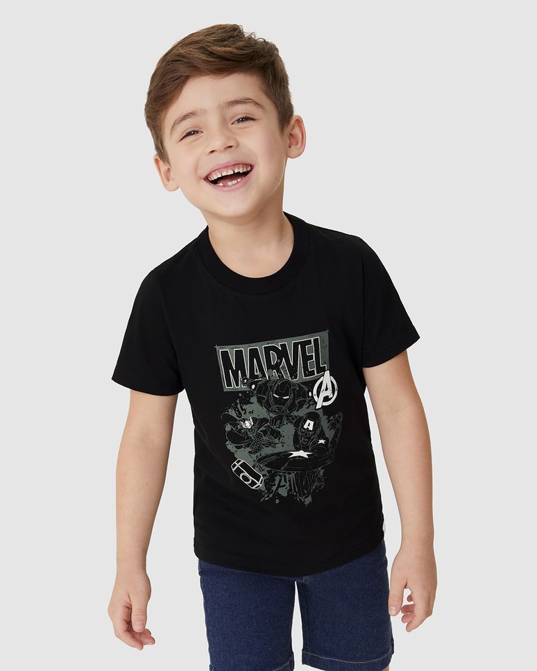 Camiseta Infantil Menino Avengers Estampa Brilha No Escuro Malwee Kids
