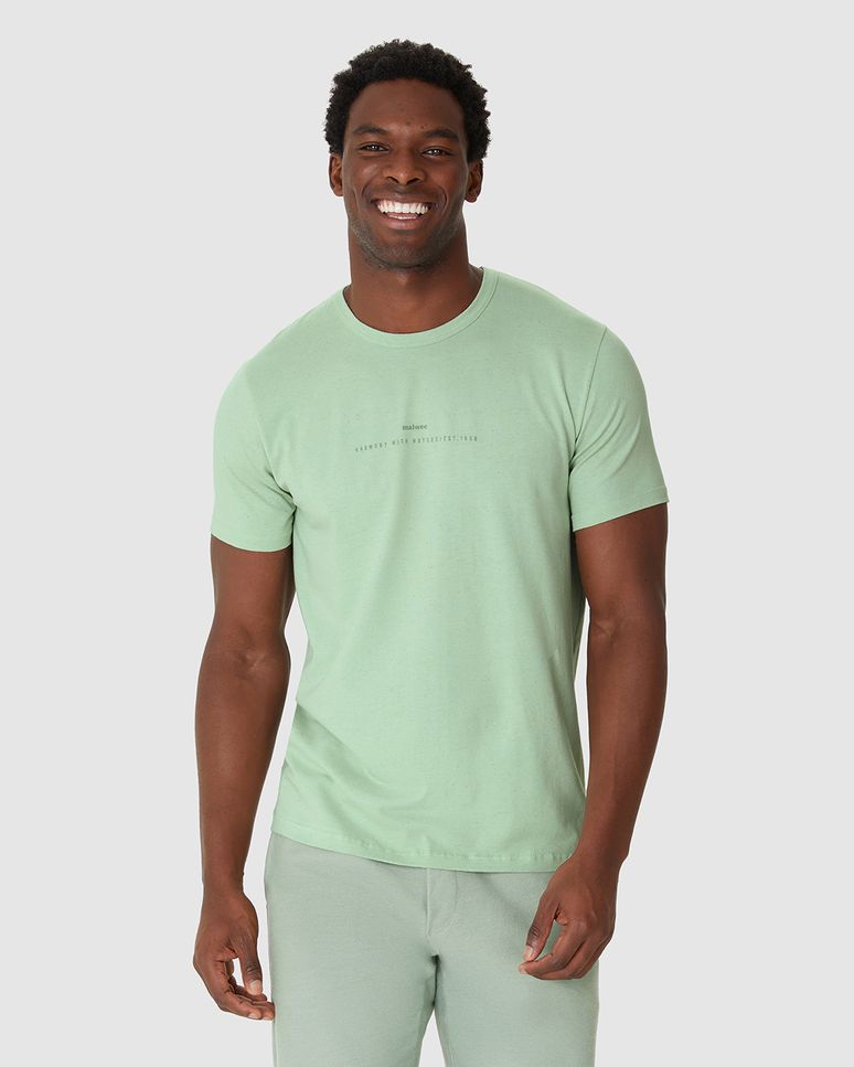 Camiseta Masculina Estampa Frontal E Costas Em Malha Linho