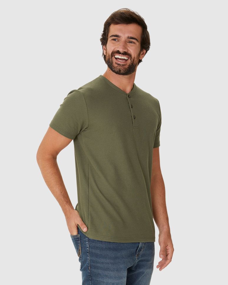 Camiseta Masculina Peitilho Frontal Em Malha Texturizada