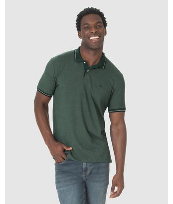 Camisa Polo Masculina Abertura Lateral Em Piquet Pontilhado