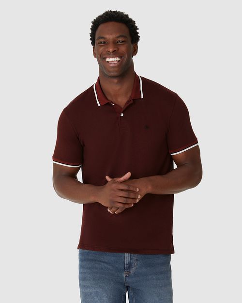 Camisa Polo Masculina Abertura Lateral Em Piquet Pontilhado