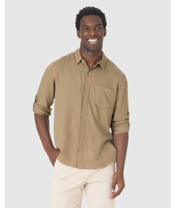 Camisa Masculina Regular Manga Longa Em Viscolinho