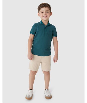 Bermuda Infantil Menino Chino Cadarço Funcional Em Linho Malwee Kids