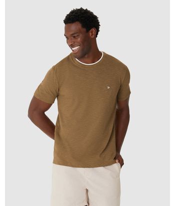 Camiseta Básica Masculina Decote Retilínea Em Malha Listrada Eco
