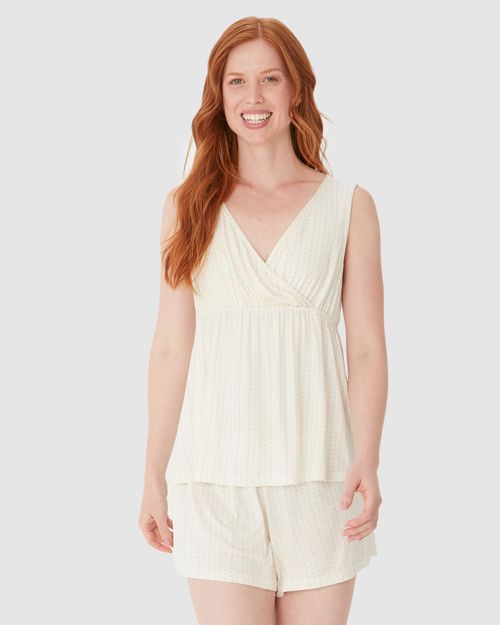 Pijama Curto Feminino Gestante Em Viscose Stretch