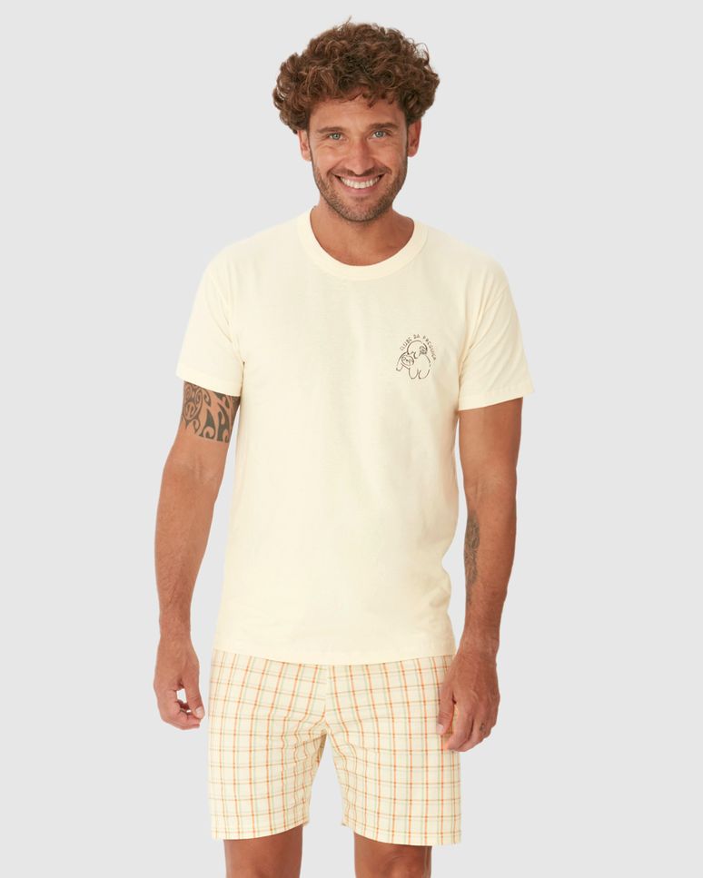 Pijama Curto Masculino Clube da Preguiça Em Algodão