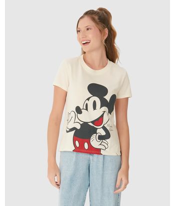 Camiseta Feminina Estampa Mickey Mouse Em Algodão