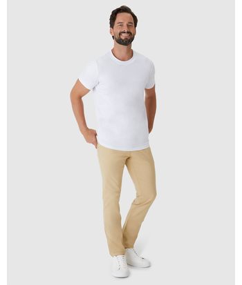 Calça Masculina Chino Bolso Funcional Em Sarja Com Elastano
