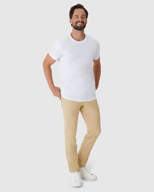Calça Masculina Chino Bolso Funcional Em Sarja Com Elastano