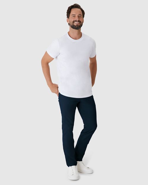Calça Masculina Chino Bolso Funcional Em Sarja Com Elastano