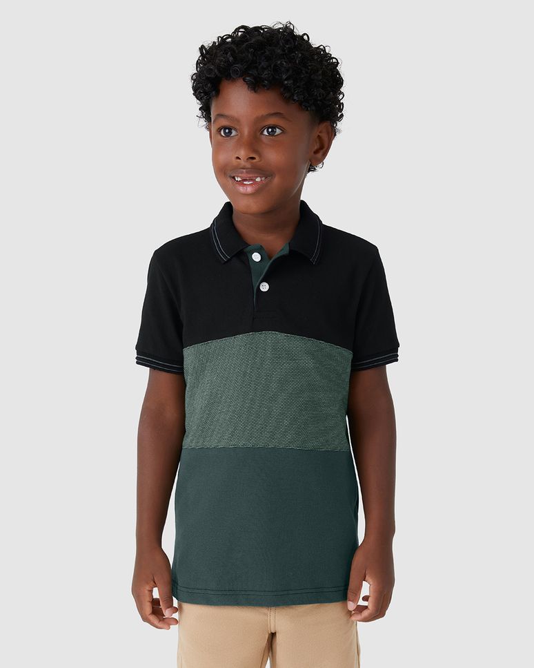 Camisa Polo Infantil Menino Bicolor Em Piquet Stretch Malwee Kids