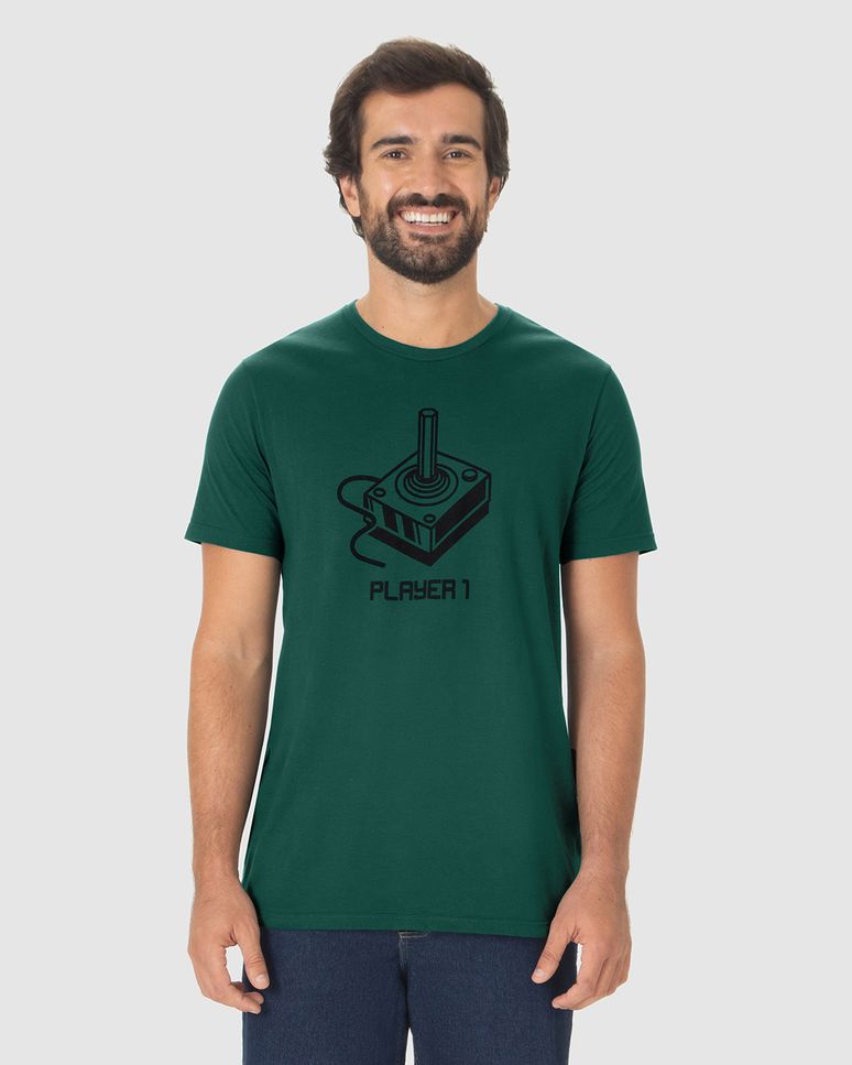 Camiseta Masculina Estampa Player 1 Em Algodão