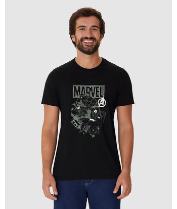 Camiseta Masculina Avengers Estampa Brilha No Escuro Em Algodão