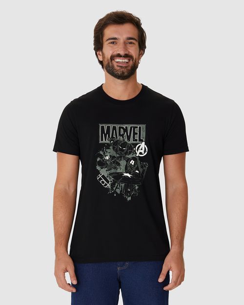 Camiseta Masculina Avengers Estampa Brilha No Escuro Em Algodão