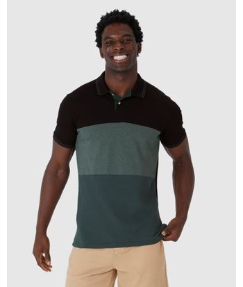 Camisa Polo Masculina Slim Bicolor Em Piquet Stretch