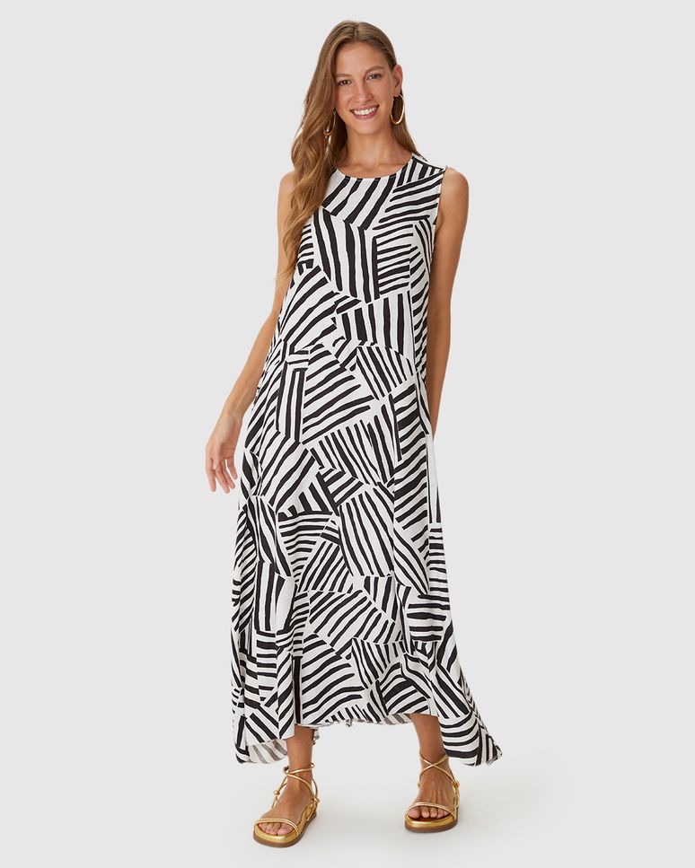 Vestido Midi Feminino Bolso Funcional Em Viscolinho Texturizado