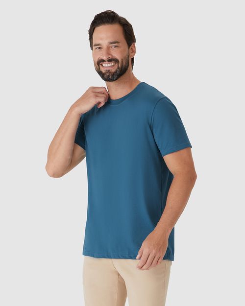 Camiseta Pima Masculina Com Acabamento No Decote Interno