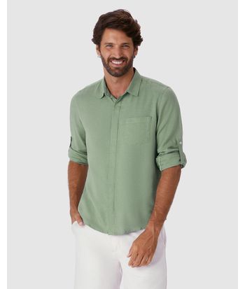 Camisa Masculina Regular Manga Longa Em Viscolinho