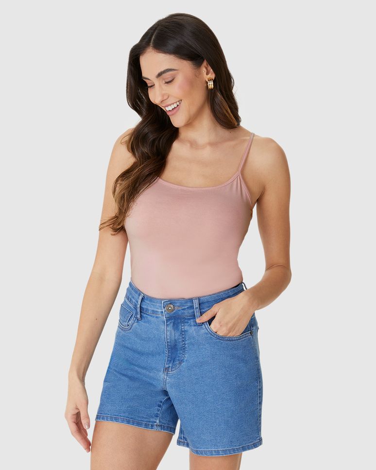 Regata Básica Feminina Alça Fina Em Algodão